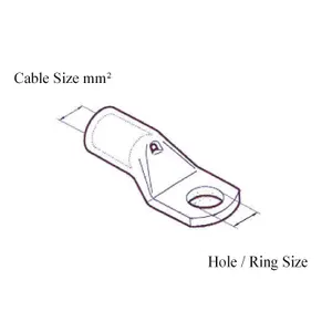 4 x Crimp or Solder Battery Lug Terminals for a 95mm² Cable with 10mm Bolt Hole