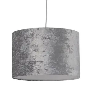 First Choice Lighting Grey Crushed Velvet 30cm Pendant Lightshade