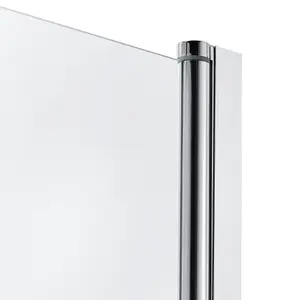 Cooke & Lewis Arkell Straight 1 panel Clear glass Silver effect frame Bath screen, (W) 750mm (H) 1300mm