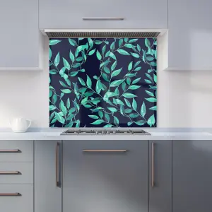 Delicate Green Foliage Premium Glass Kitchen Splashback W700mm x H650mm