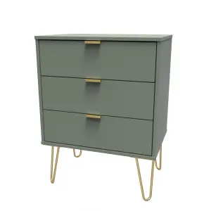 Linear Ready assembled Matt green 3 Drawer Chest of drawers (H)740mm (W)575mm (D)395mm