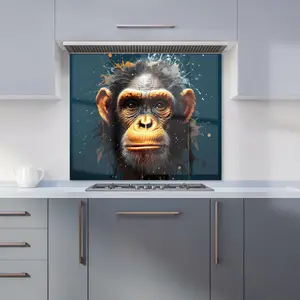 Splashart Realistic Monkey Face Premium Glass Kitchen Splashback W600mm x H650mm