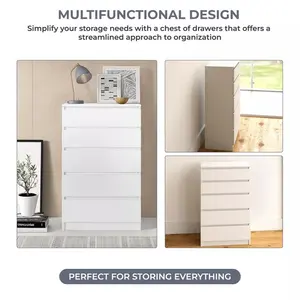 Helen 5 Drawer 70cm W Chest of Drawers White