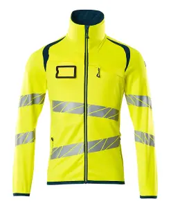 Mascot Accelerate Safe Microfleece jacket with Zip (Hi-Vis Yellow/Dark Petroleum)  (X Large)