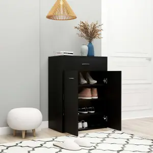 Berkfield Shoe Cabinet Black 60x35x84 cm Engineered Wood