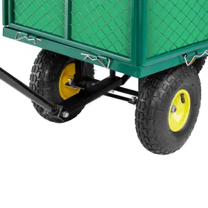 Garden Trolley - foldable side walls, padded handle, 544 kg load capacity - green