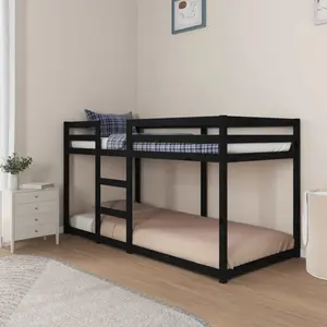 Cullompt Harriet Bee Bunk Bed 90x200 Cm Solid Wood Pine Black / 80 x 200 cm