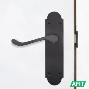 AFIT Matt Black Door Handle Latch Set - Victorian Scroll Shaped - 6 Pairs of Internal Latch Door Handles & Latches 64mm