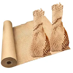 150m (3 Rolls) Brown Honeycomb Packing Wrapping Void Filling 400mm Hive Cushioning Paper Rolls