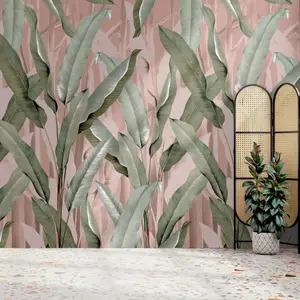 Art For the Home Banana Leaf Pink Print To Order Fixed Size Mural