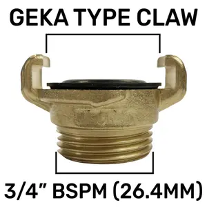 Professional Geka type brass claw hose connectors/fittings, (3/4" bsp male)