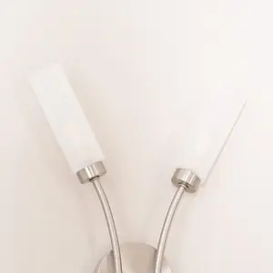 ValueLights Maya Pair - 2 Way Curved Brushed Chrome Wall Light Fitting for Living Room Lounge Hallway - LED Bulbs Included