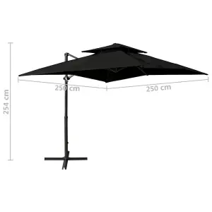 Berkfield Cantilever Umbrella with Double Top 250x250 cm Black