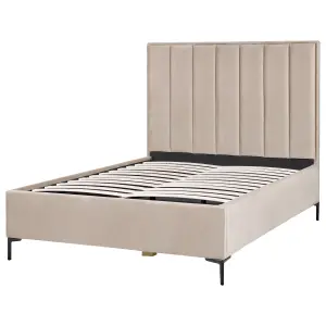 Velvet EU Double Size Ottoman Bed Taupe SEZANNE