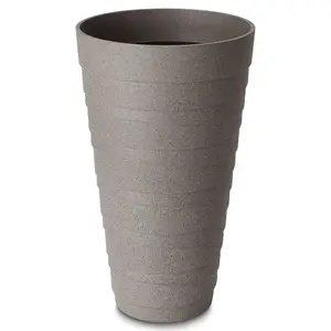 Blooma Momoka Taupe Stone effect Plastic Plant pot (Dia) 30cm, (H)45cm, 19L