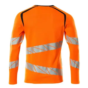 Mascot Accelerate Safe Modern Fit Long-Sleeved T-shirt (Hi-Vis Orange/Dark Navy)  (Small)