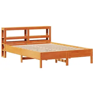 Berkfield Bed Frame without Mattress Wax Brown 135x190 cm Double Solid Wood Pine