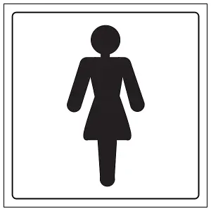 Womens Toilet General Door Sign - 1mm Rigid Plastic - 200x200mm (x3)