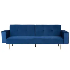 Sofa Bed VISNES Navy Blue Velvet