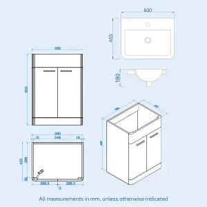 Nes Home 1100mm Freestanding Basin Vanity Unit, WC Unit & BTW Toilet Steel Grey