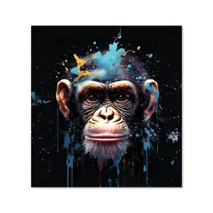 Monkey Face Splashart with Blue Premium Glass Kitchen Splashback W600mm x H750mm