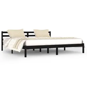 Berkfield Day Bed Solid Wood Pine 200x200 cm Super King Black