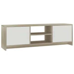 Berkfield TV Cabinet White and Sonoma Oak 120x30x37.5 cm Engineered Wood