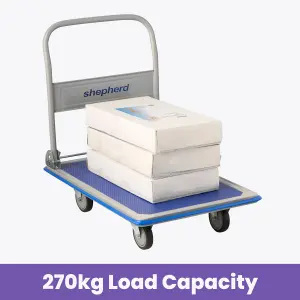 Folding Platform Trolley 270kg, Heavy-Duty Push Cart, Equipment Appliance Furniture Removal Hand Truck with Handle, Anti-Slip Deck