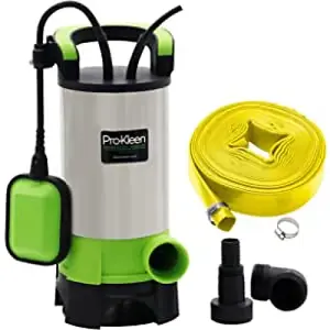 Pro-Kleen Submersible Water Pump Electric 1100W Stainless Steel with 20m Heavy Duty Hose