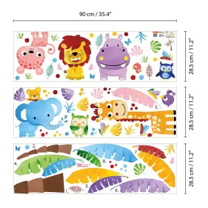 Walplus Colourful Jungle With Happy Animalskids Sticker PVC Multicoloured, Pink, Yellow