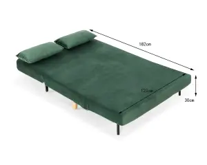 Keller Green Velvet double Futon Sofa Bed