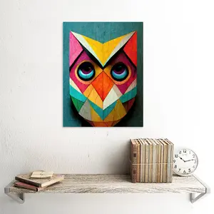 Cute Colourful Geometric Owl Bird - Print Unframed / 40.5cm H x 30.5cm W x 0.2cm D