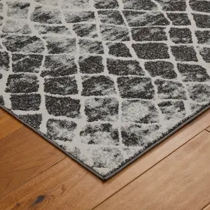 Modern Geometric Easy to Clean Grey Contemporary Rug for Bedroom Living Room & Dining Room-160cm X 230cm