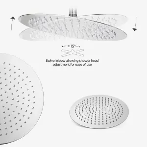 Flora Round 3 Way Concealed Thermostatic Shower Mixer Valve,Head, Handset, Bath Filler set Chrome