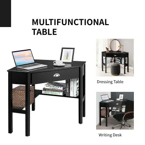 Costway Corner Desk Computer Table Home Office Writing Workstation w/ Drawer & Shelves