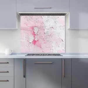 Light Pink Textured Effect Premium Glass Kitchen Splashback W900mm x H750mm