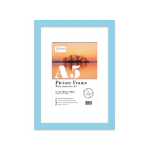 A5 Light Blue Picture Frame With Mount for A6 (10.5 x 14.8cm - 4.1 x 5.8in) Poster, Photo, Artwork, or Print.