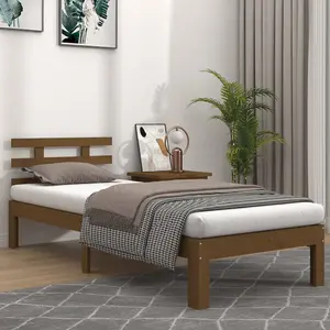 Berkfield Bed Frame Honey Brown Solid Wood 75x190 cm Small Single