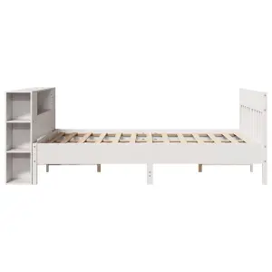 Berkfield Bookcase Bed without Mattress White 150x200 cm King Size Solid Wood Pine