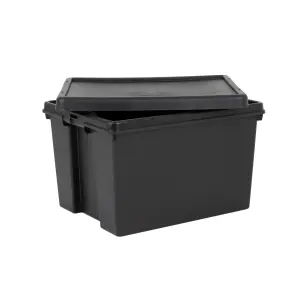 3 x Wham Bam 45L Stackable Recycled Plastic Storage Box & Lid Black