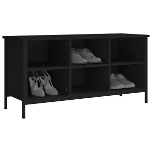 Berkfield Shoe Cabinet Black 100x35x50 cm Engineered Wood