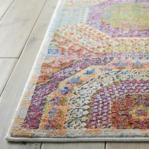 Multi Traditional Easy to Clean Geometric Rug For Dining Room Bedroom And Living Room-239cm X 300cm