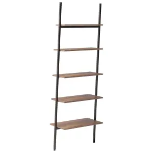 Berkfield 5-Tier Leaning Shelf Dark Brown and Black 64x34x185.5 cm