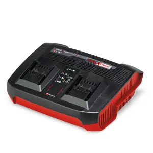 Einhell Power X-Change 3A Twin Charger Compatible With All 18V Power X-Change Batteries - Fast Charge 2 Batteries At Once