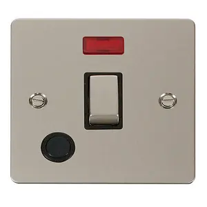 Flat Plate Pearl Nickel 1 Gang 20A Ingot DP Switch With Flex With Neon - Black Trim - SE Home