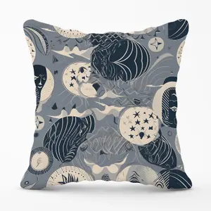 Abstract Moon and Stars Outdoor Cushion 45cm x 45cm