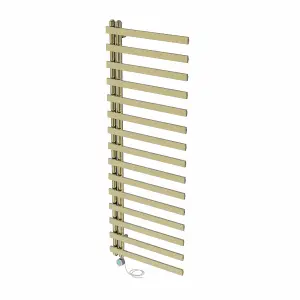 Rinse Bathrooms Minimalist Electric Thermostatic Bathroom Heated Towel Rail Radiator 1600x600mm 800W Brushed Brass