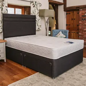 Venice Comfort Care Sprung Divan Bed Set 4FT Small Double 4 Drawers Continental - Naples Slate