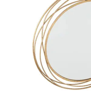 Javin Round Metal Swirl Framed Wall Mounted Accent Mirror Gold