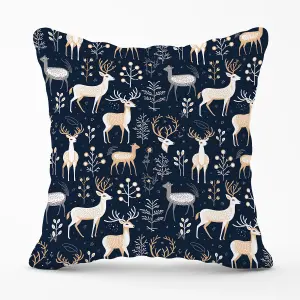 Reindeer, Whimsical, Illustration Pattern Outdoor Cushion 45cm x 45cm